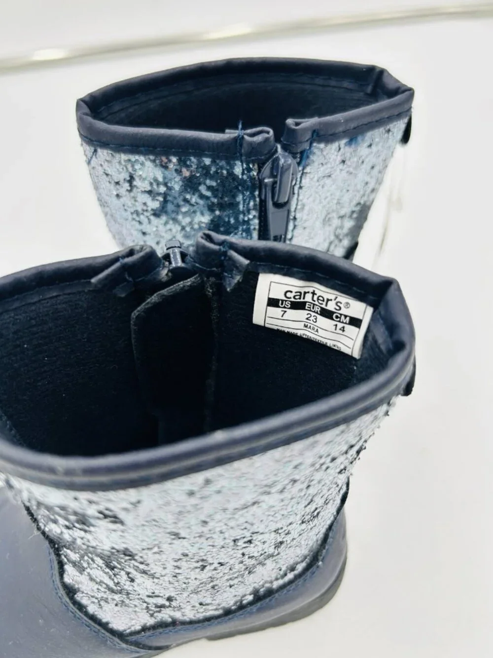 Carter's Toddler Girls Mara Navy Blue Glitter Boot Bootie Size 7 NEW